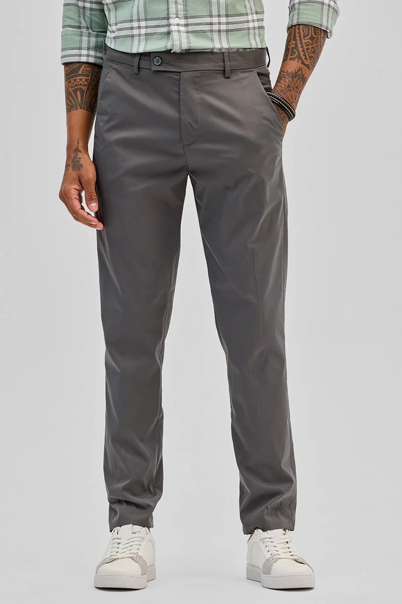 Snitch Grey Grey Slim Fit Chinos for Men | Best Price UAE